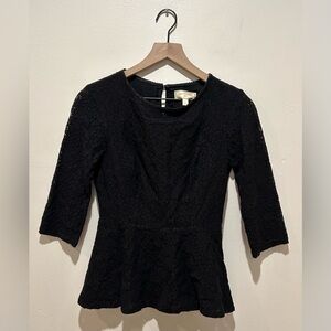 Moulinette Soeurs by Anthropologie Black Lace Peplum Top - Women’s Size 2